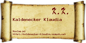 Kaldenecker Klaudia névjegykártya